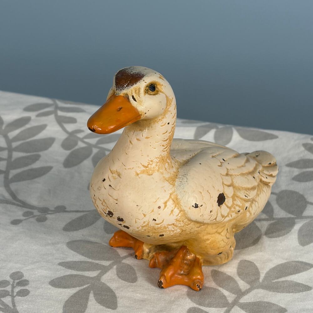 Vintage Cast Ceramic Duck Sculpture Rustic Bird Figure Mounted Decor